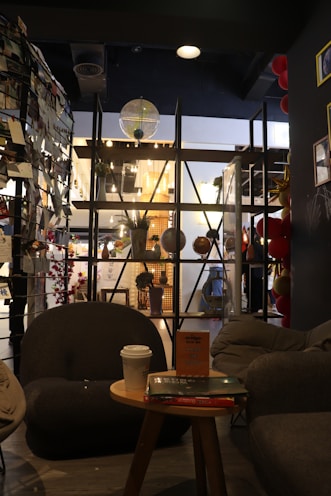 Cozy interior featuring a mix of MDF and metal furniture in warm tones