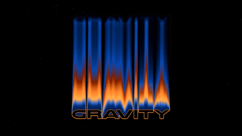 a black background with orange and blue lines