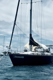 a sailboat in the middle of a body of water
