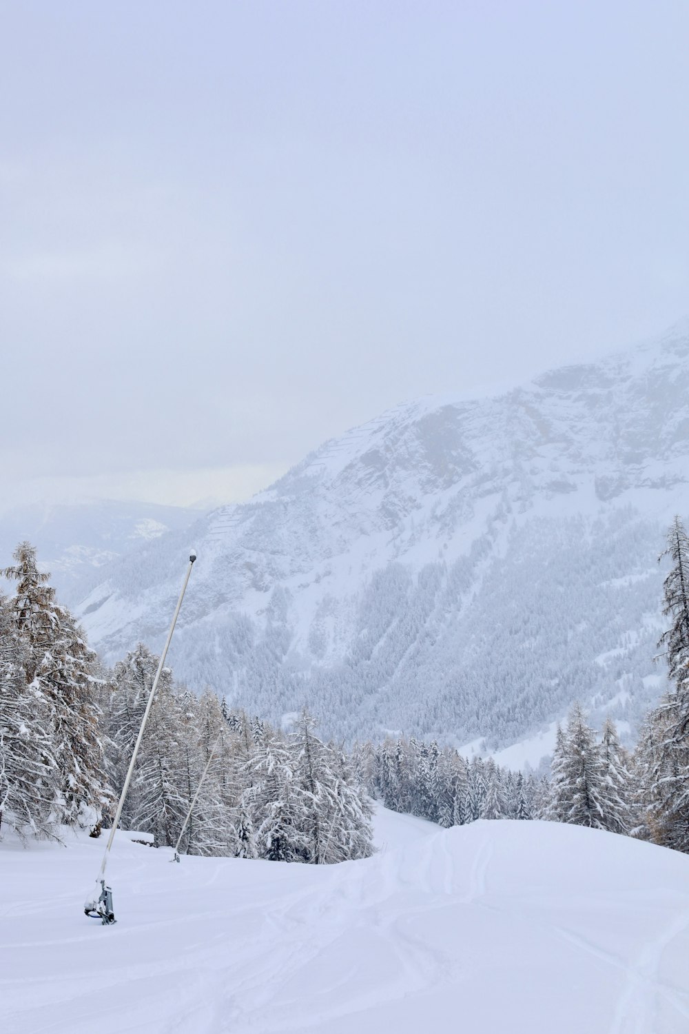 a person riding skis on a snowy surface