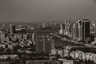 a black and white photo of a city