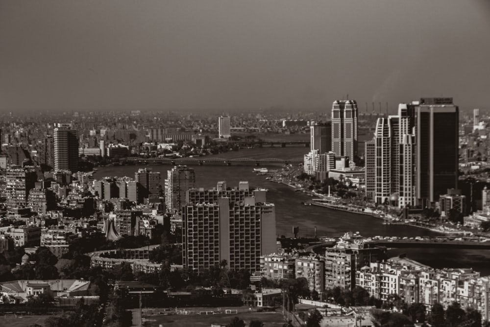 a black and white photo of a city