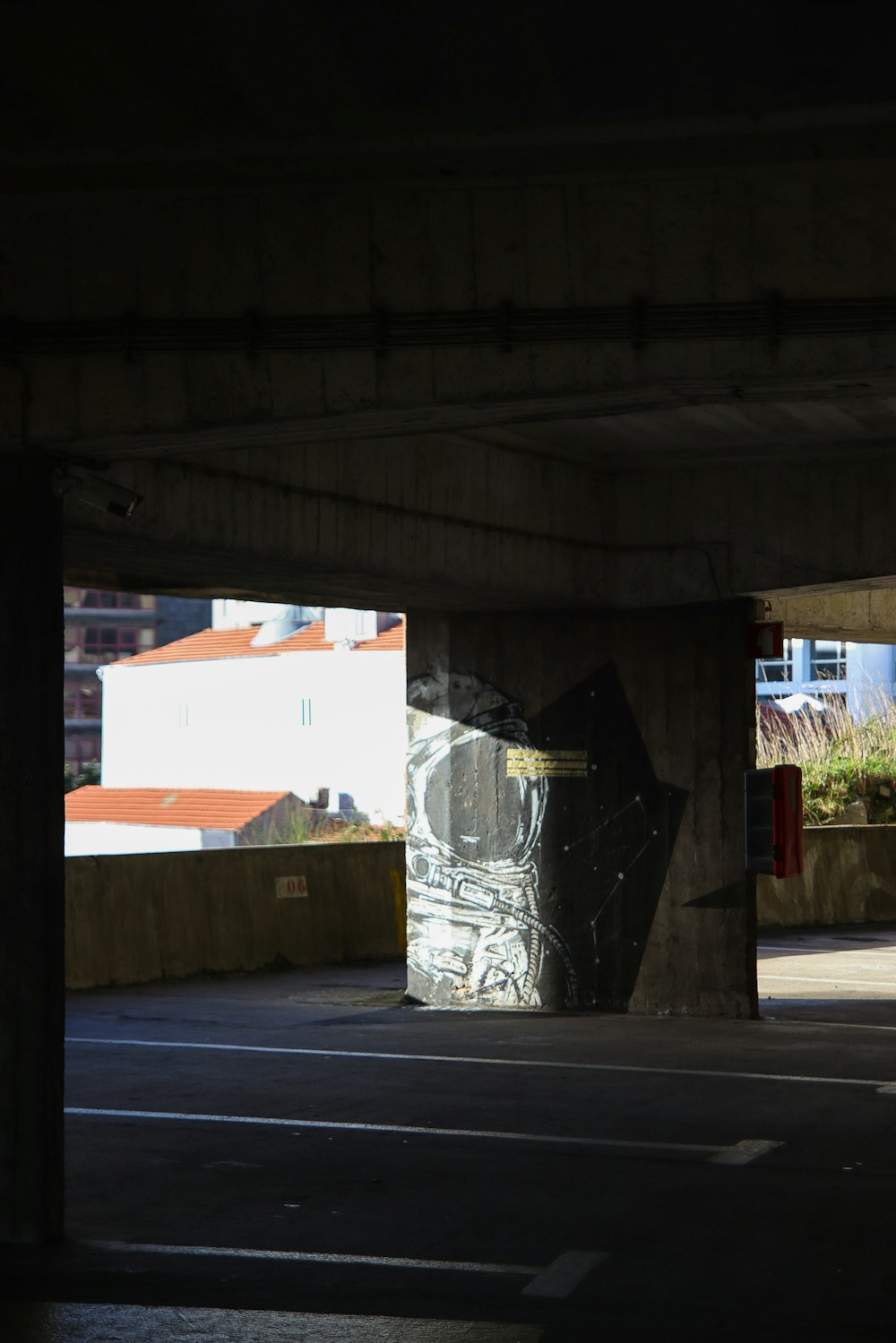 an empty parking garage with no one inside