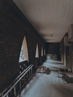 Hospital corridor with newly installed climate control vents and equipment