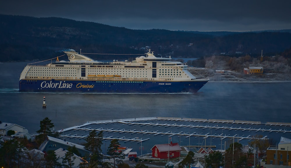 a large cruise ship in the middle of a body of water