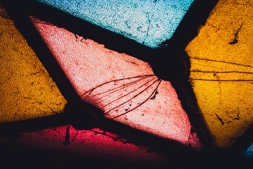 a close up of a stained glass window