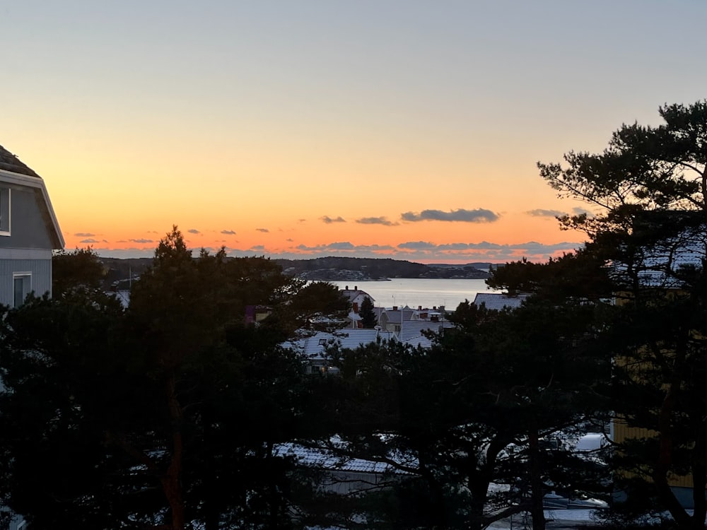 a view of a sunset over a body of water