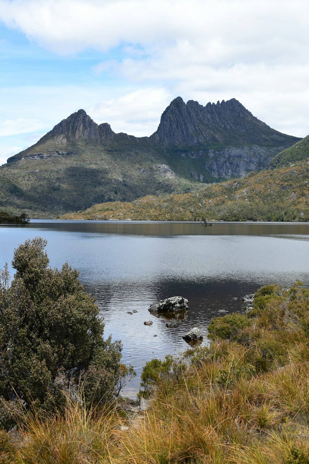 a large body of water surrounded by mountains