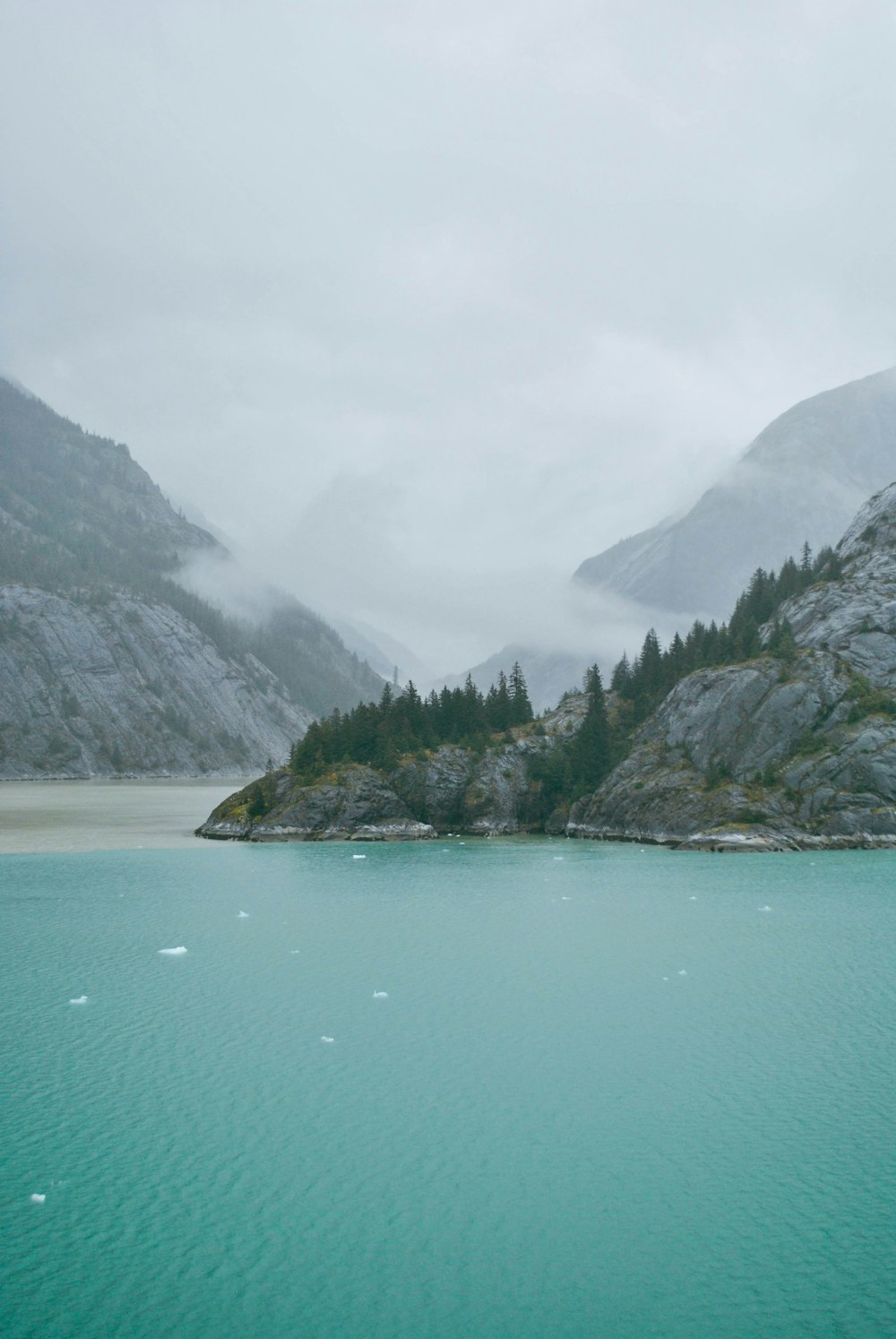 a large body of water surrounded by mountains