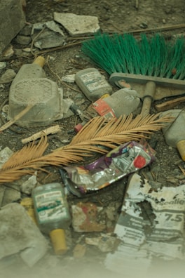 Before and after images of a cleaned-up area thanks to recycling efforts.