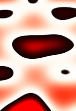 Minimalistic black background with red floating abstract shapes representing scalable cloud services.