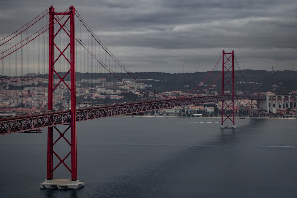 a large bridge spanning over a large body of water