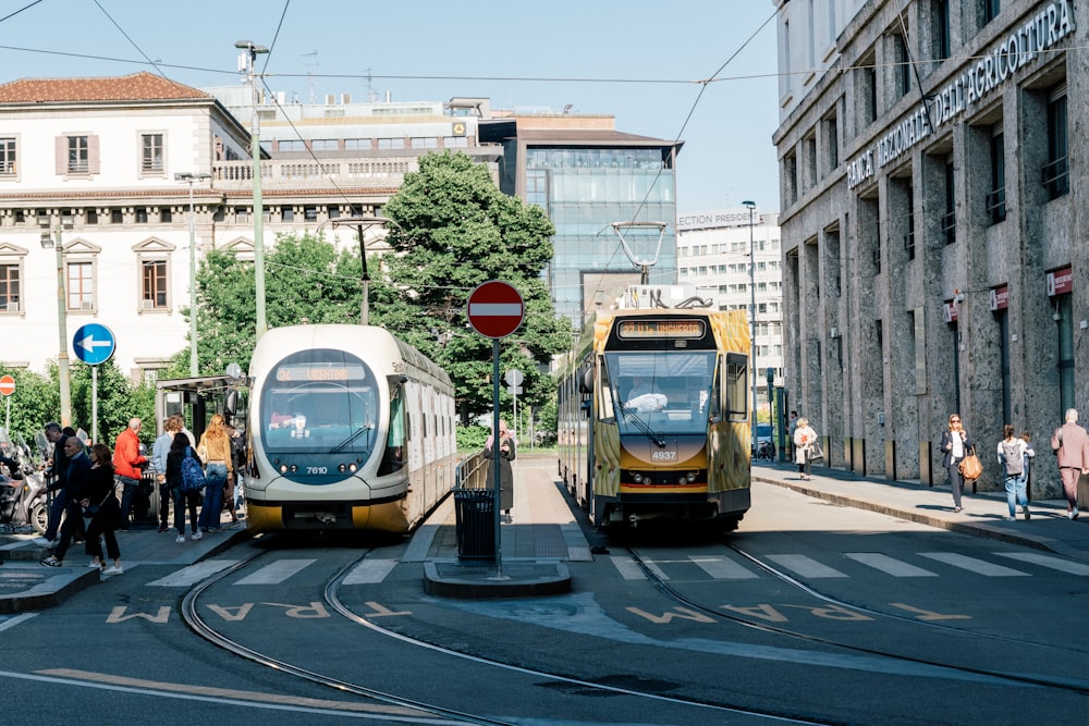 a couple of trains that are on some tracks