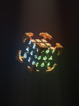 A mysterious box graphic glowing on a digital gaming platform