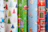 Wrapped gift with vibrant digital wrapping paper featuring playful patterns