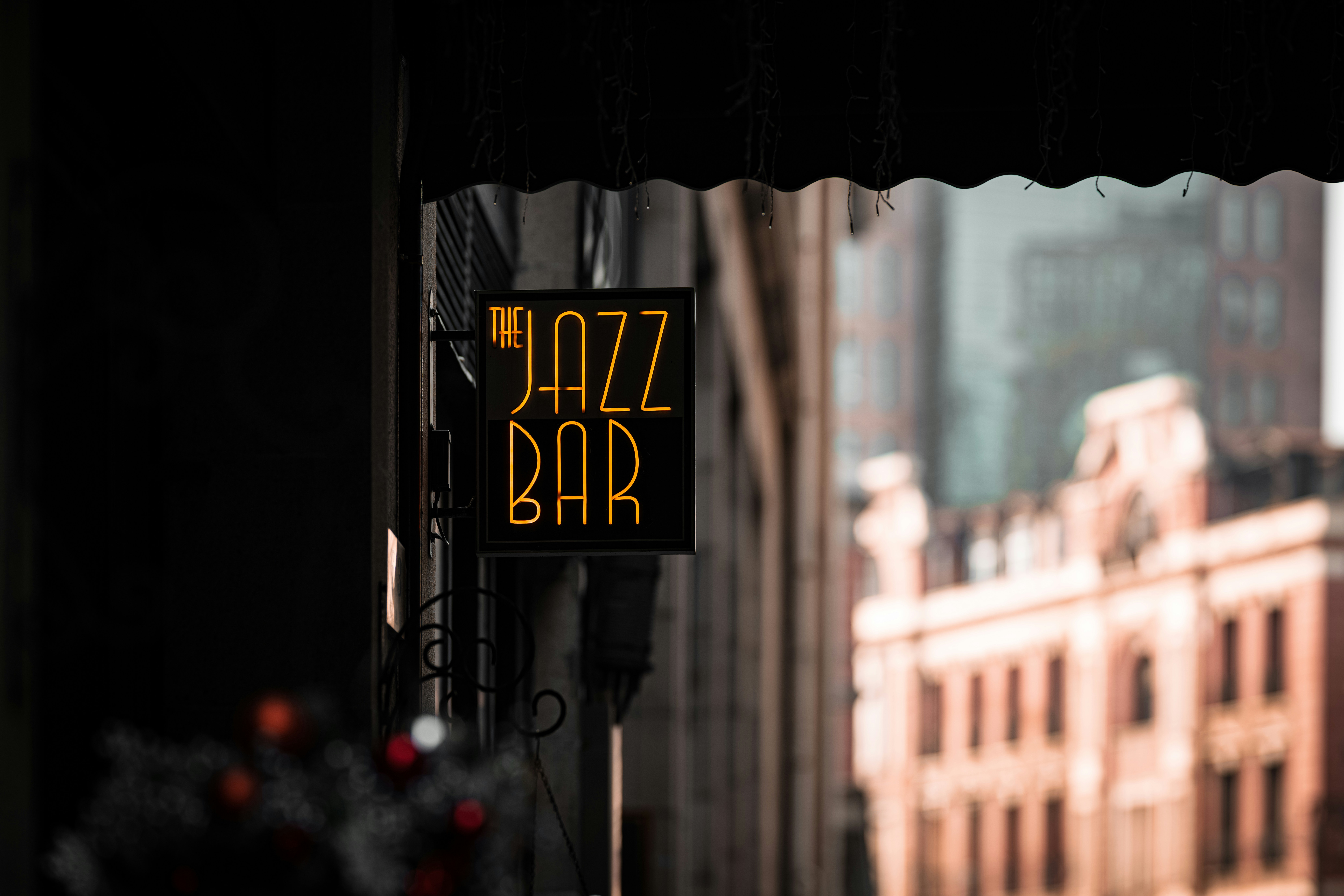 A store with a jazz bar light sign