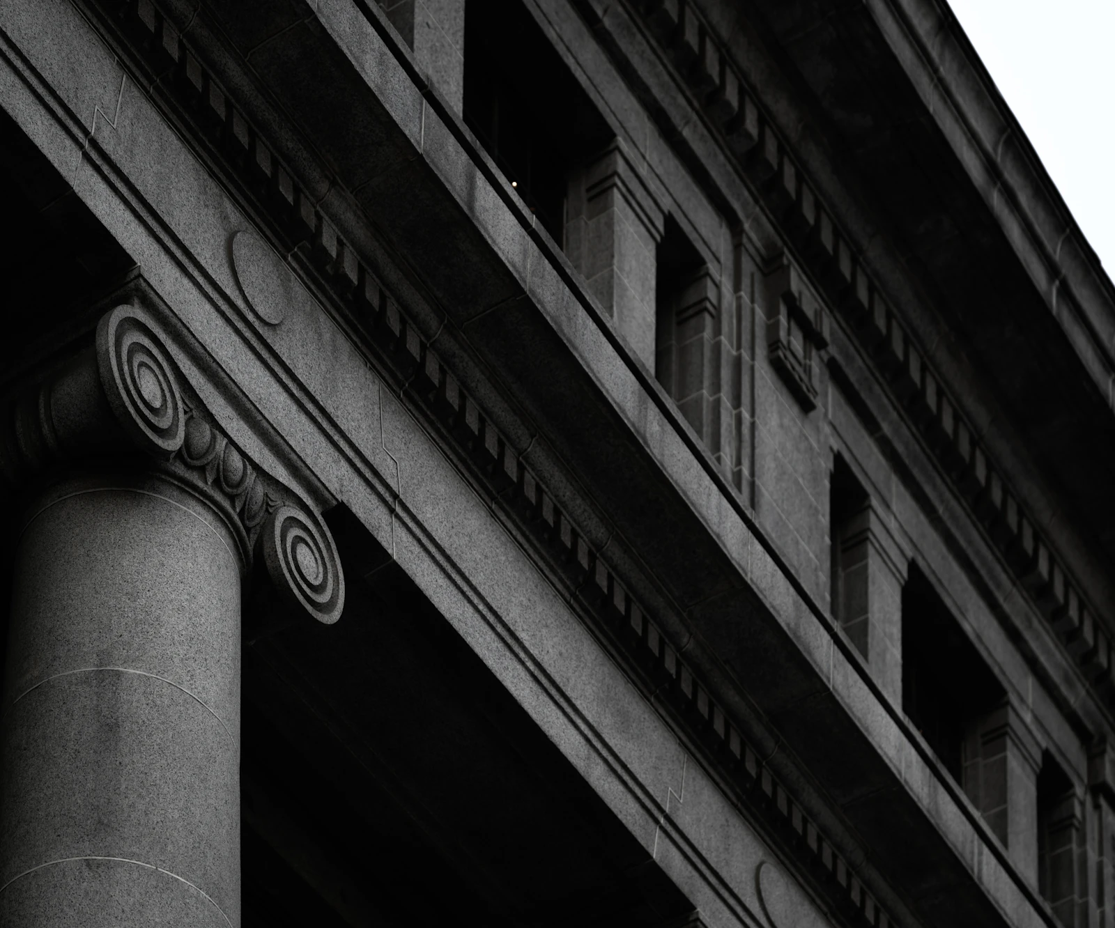 Classical bank building columns