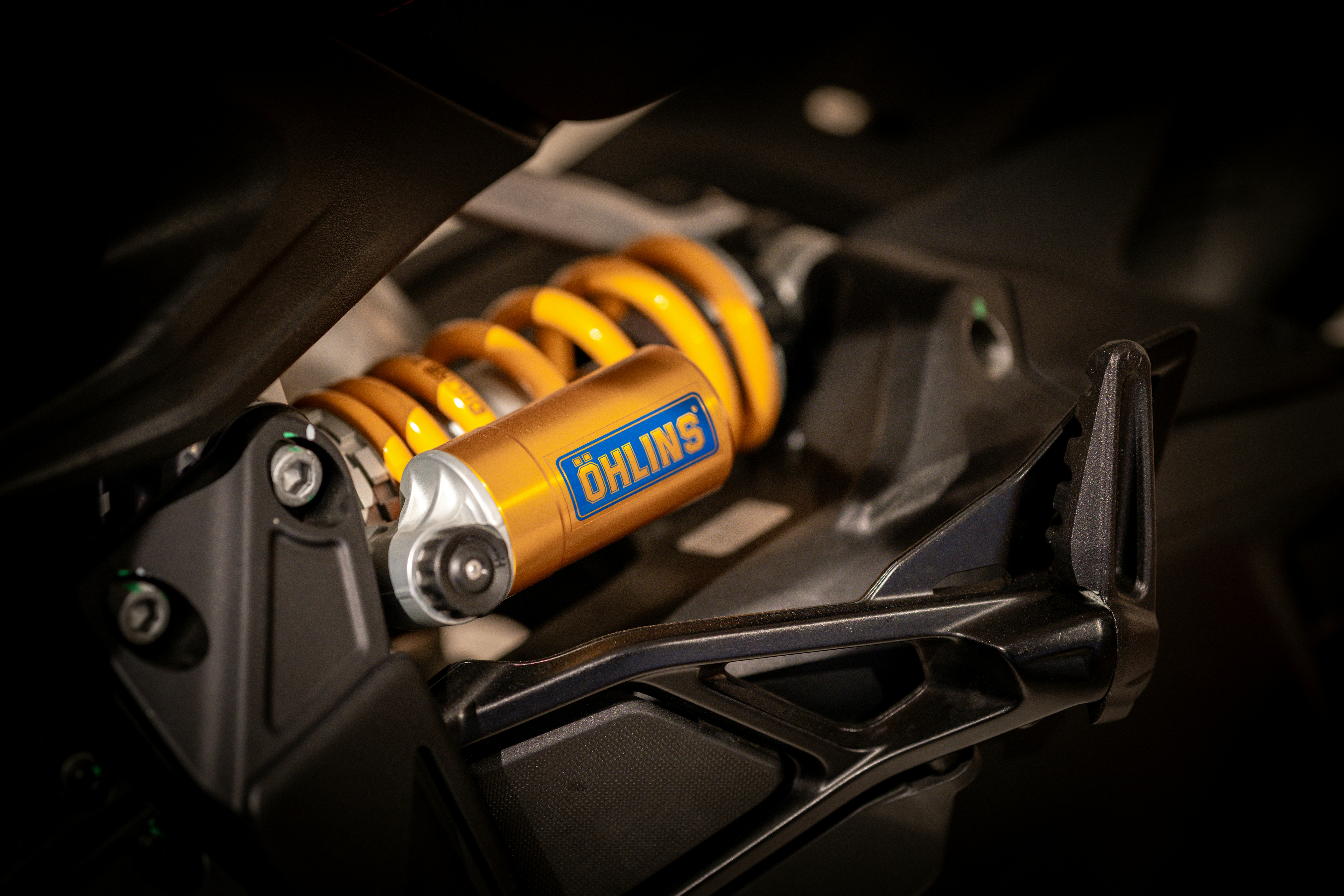 A close up of a motorcycle's front suspension photo Free Huangpu