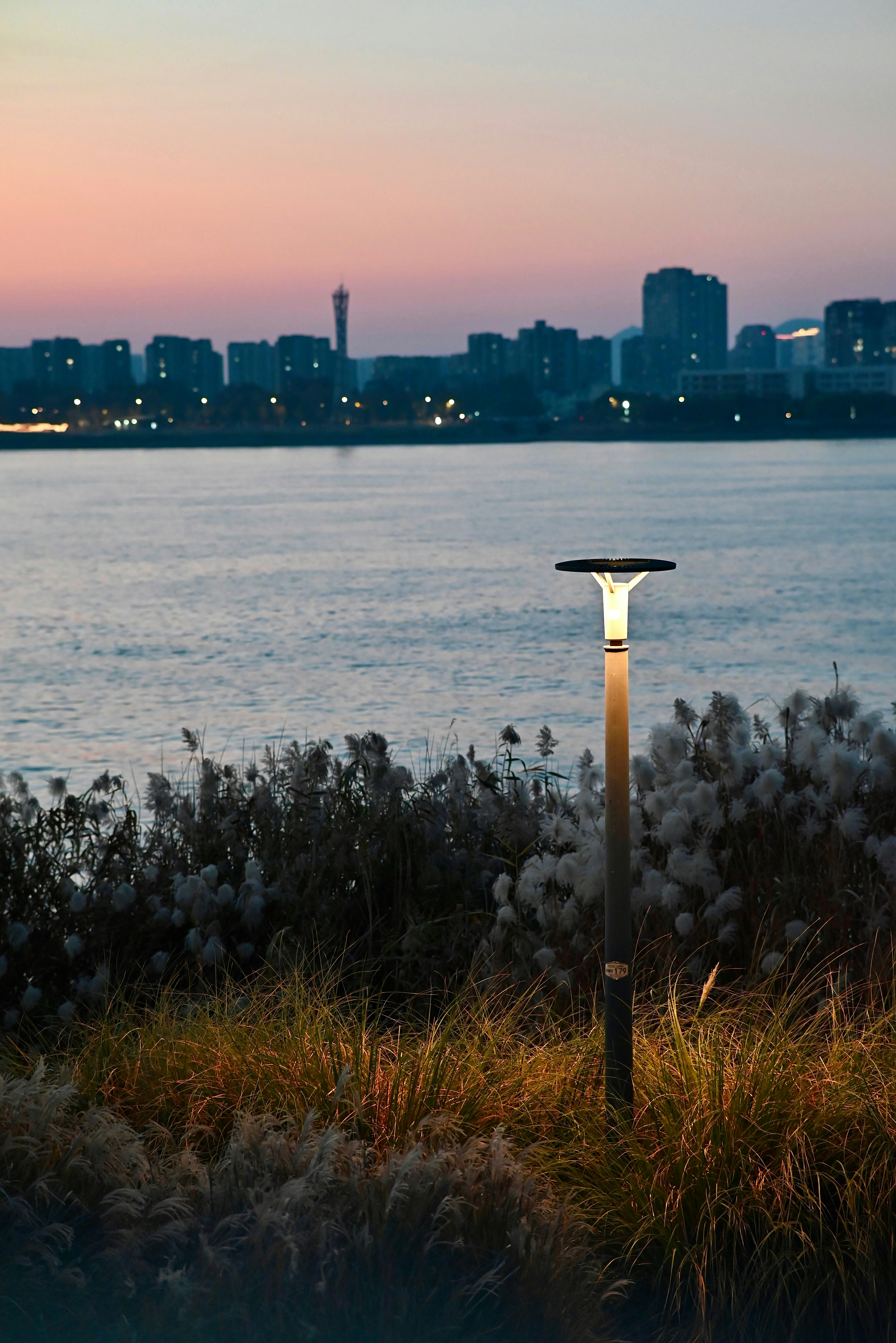 A street light sitting next to a body of water photo – Free Streetlight ...