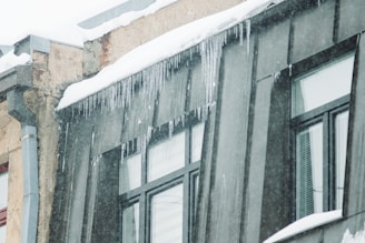 A commercial building with effective ice prevention systems.