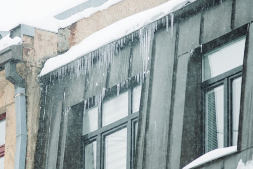 A commercial building with effective ice prevention systems.