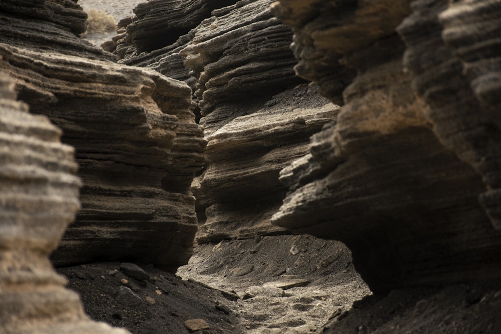 a close up of a rock formation in the desert