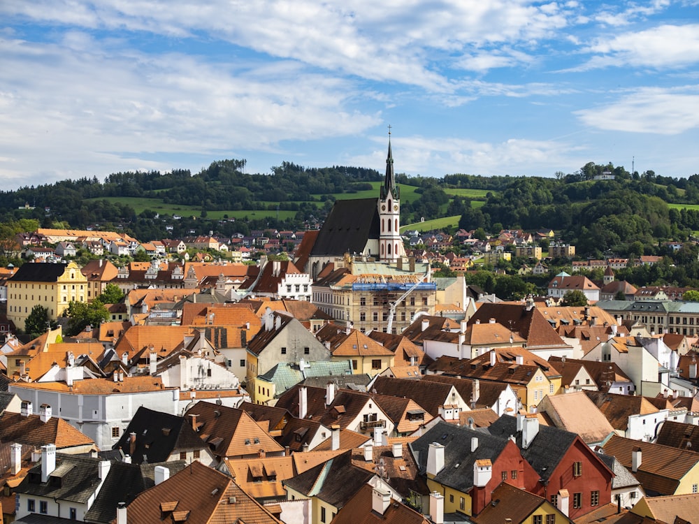 a view of a city from a hill