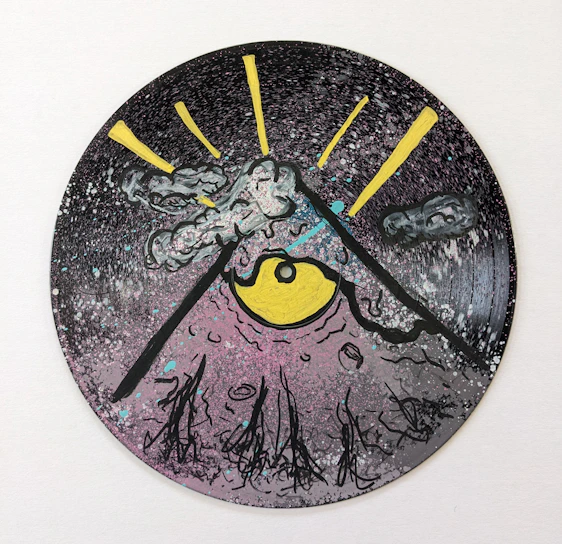 An esoteric-themed poster showing a mystical eye symbol with intricate black details on white