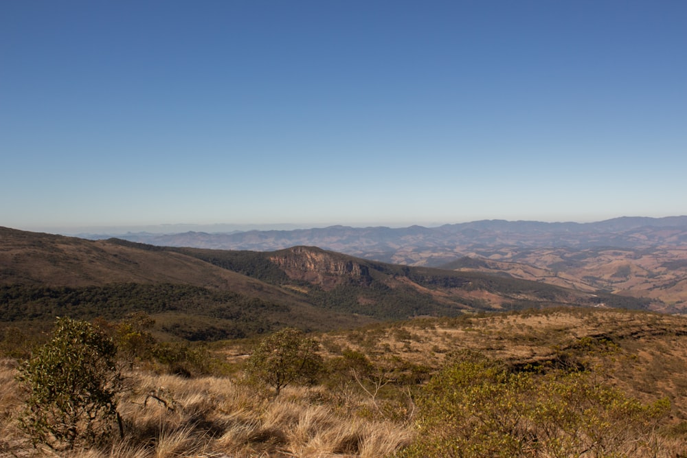 a view of a mountain range from a distance