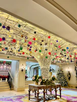 Building's festive party room decorated for a celebration