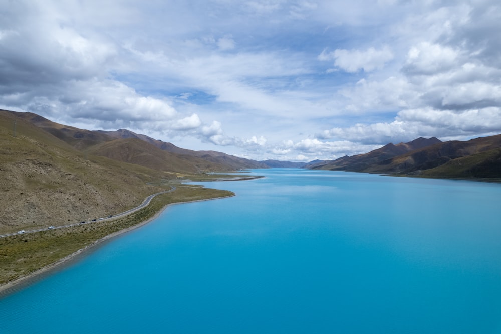 a large body of water surrounded by mountains