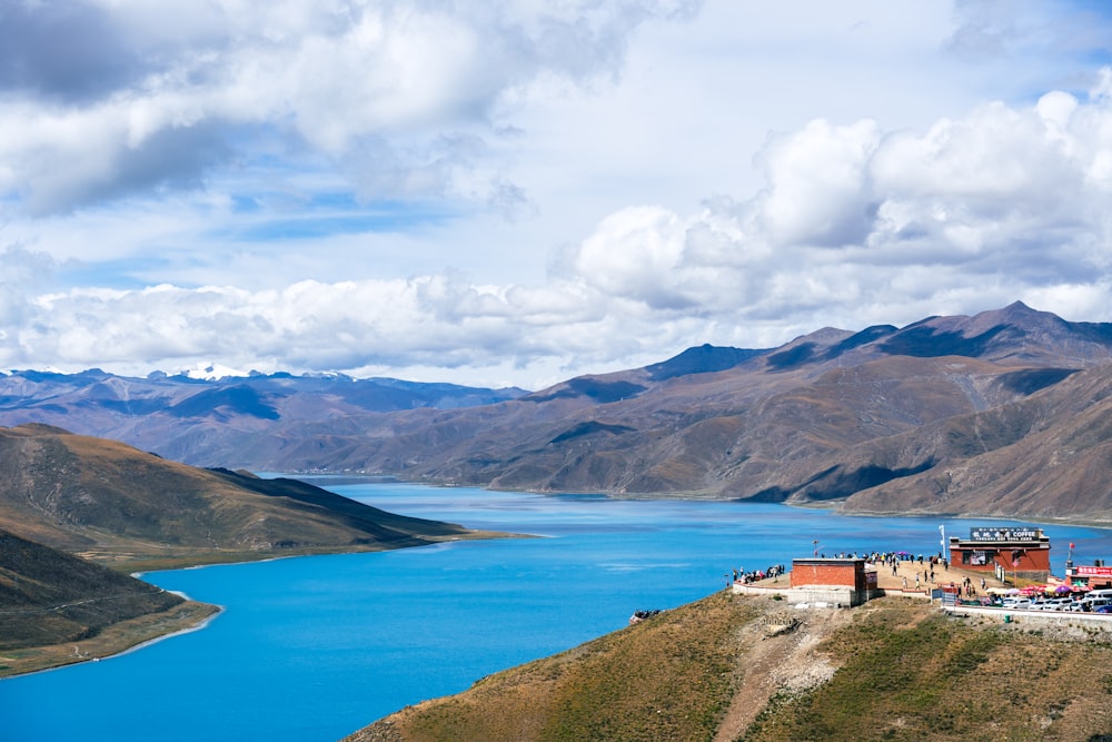 a large body of water surrounded by mountains