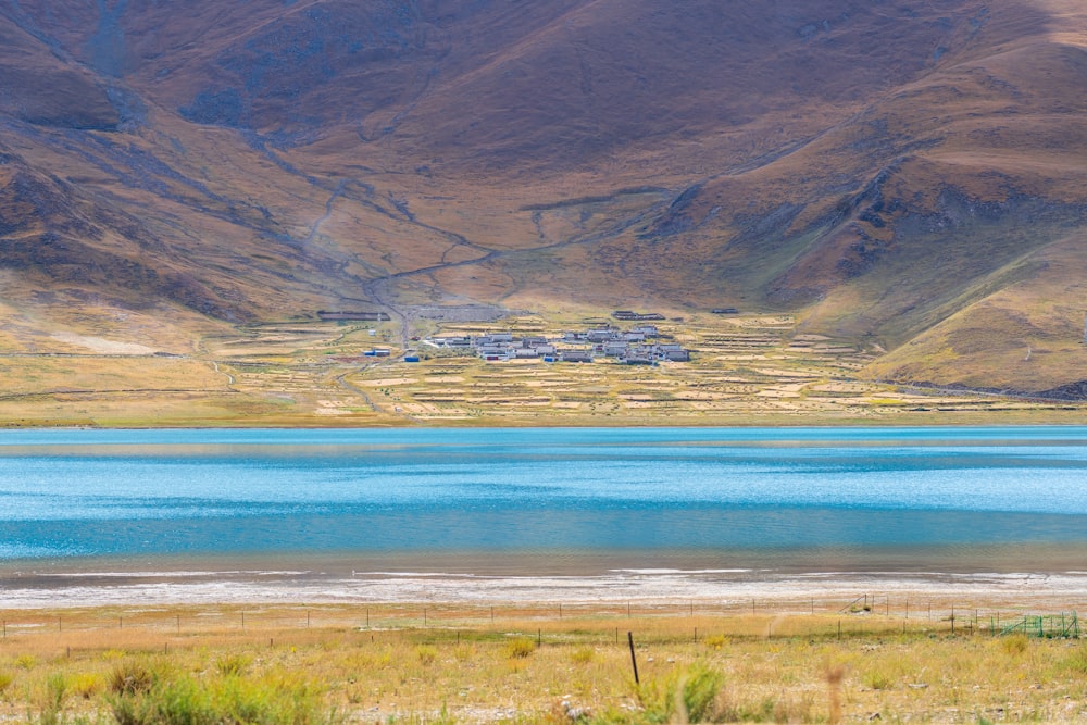 a large body of water surrounded by mountains