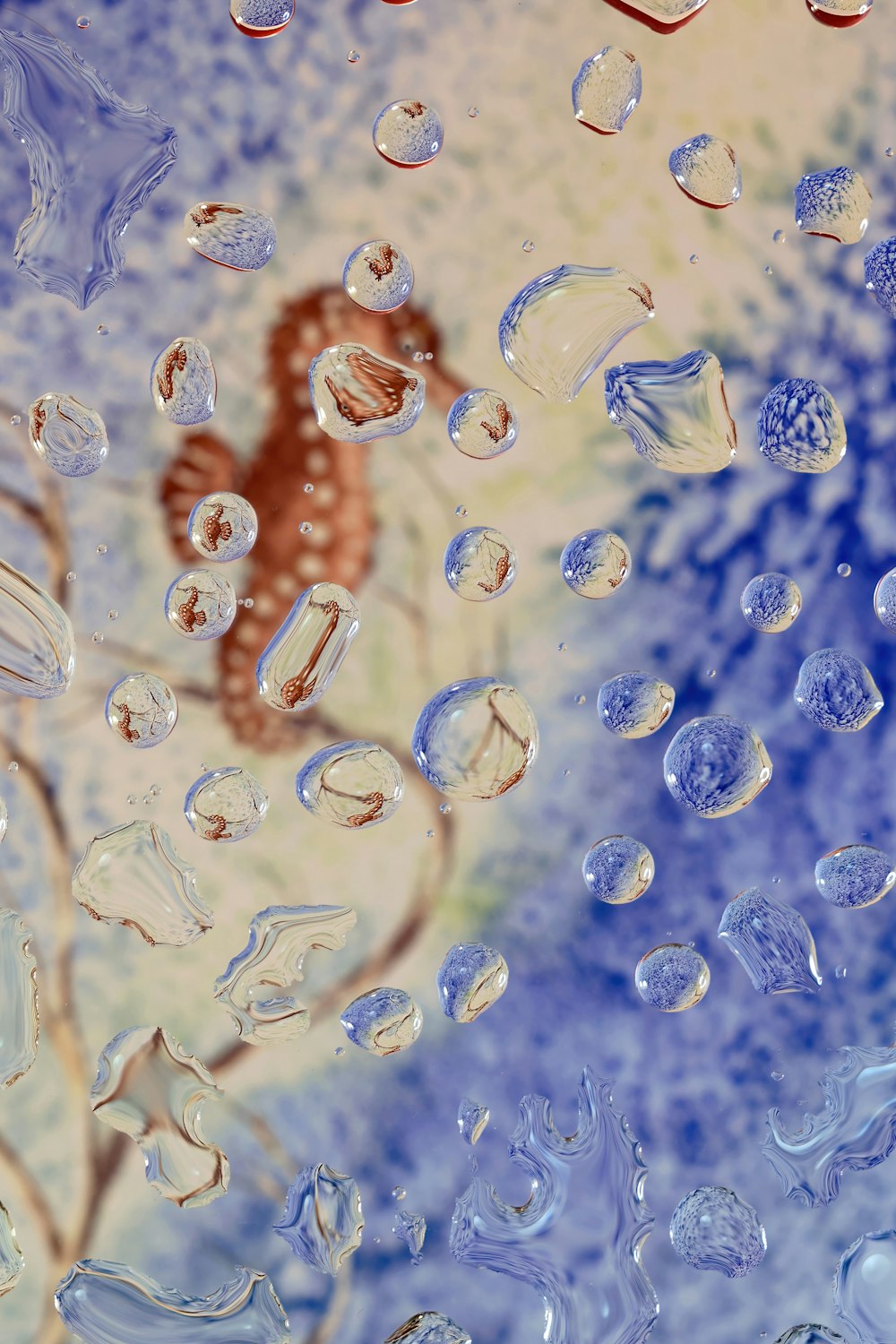 a close up of water droplets on a window