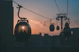 Sunset view over the iconic cable cars of La Paz city