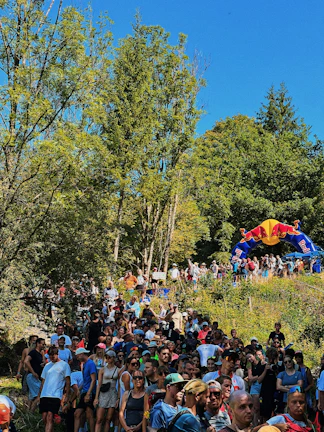 Outdoor team-building event under bright skies, showcasing Mosquito Nix branding.