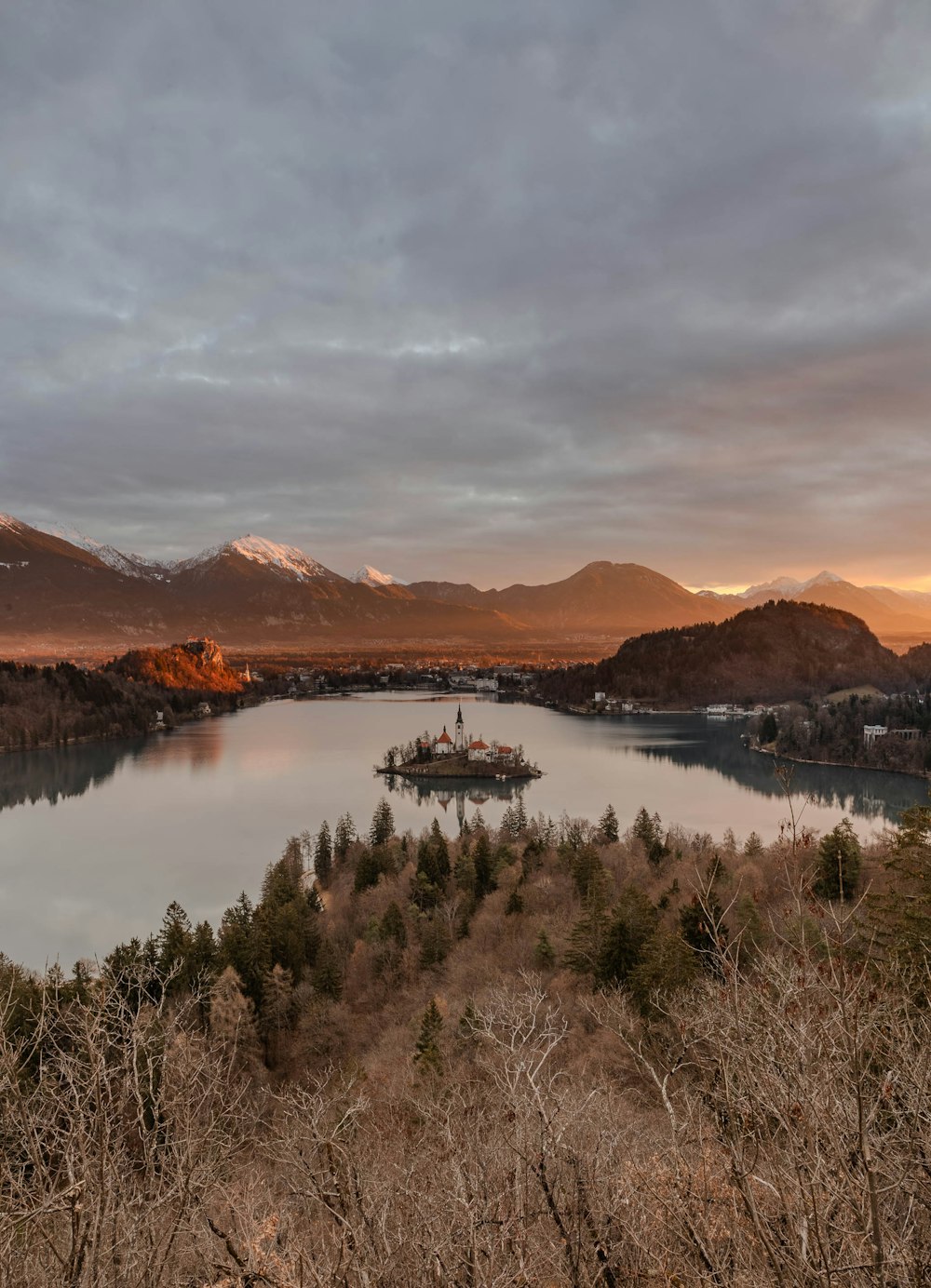 a large body of water surrounded by mountains