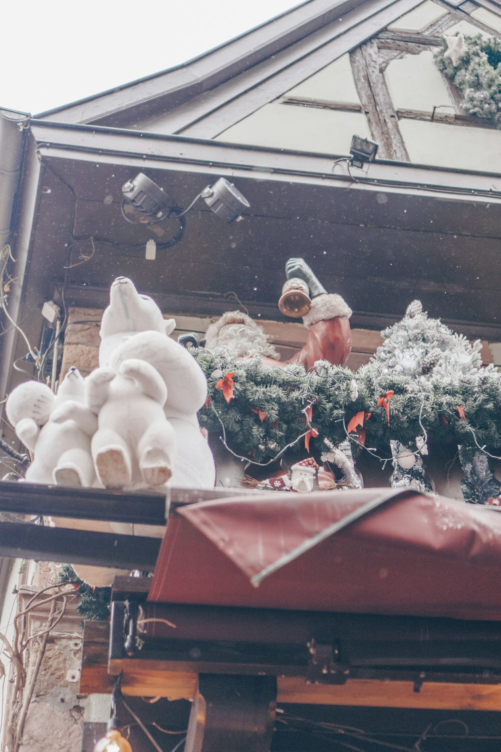 a building that has a bunch of christmas decorations on it