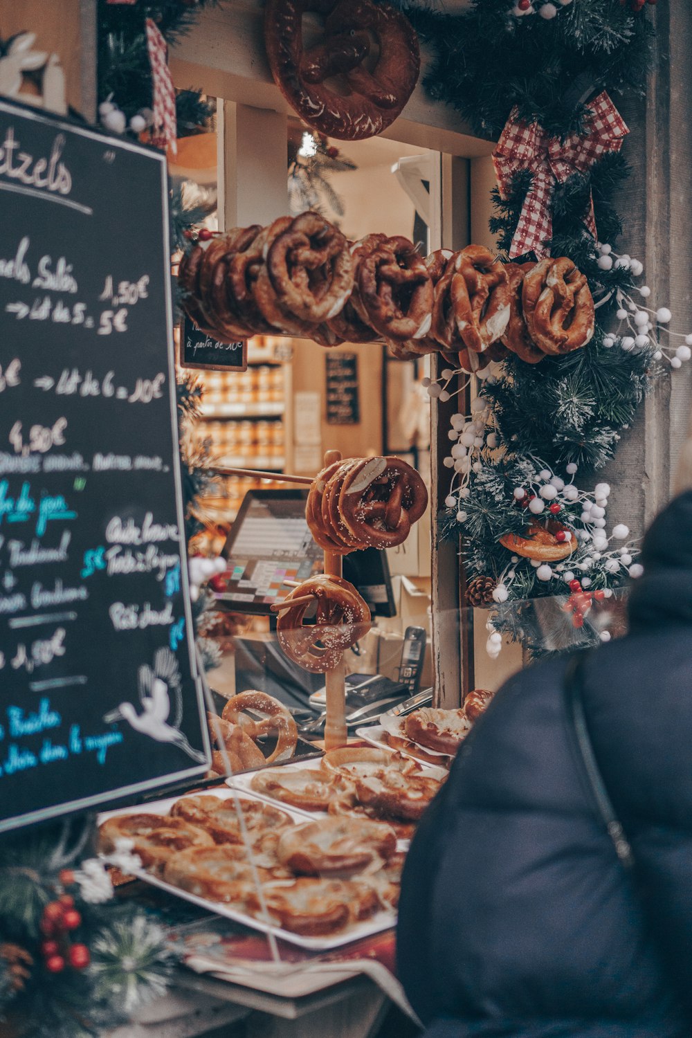 a display of food in a store window