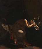 Illustration of a mysterious philosopher in dark robes, holding a scroll with ancient cuneiform script.