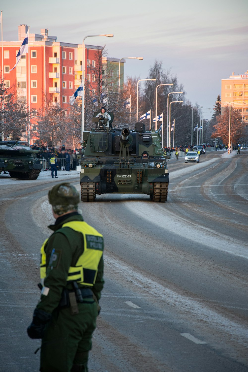 a man standing in the middle of a street