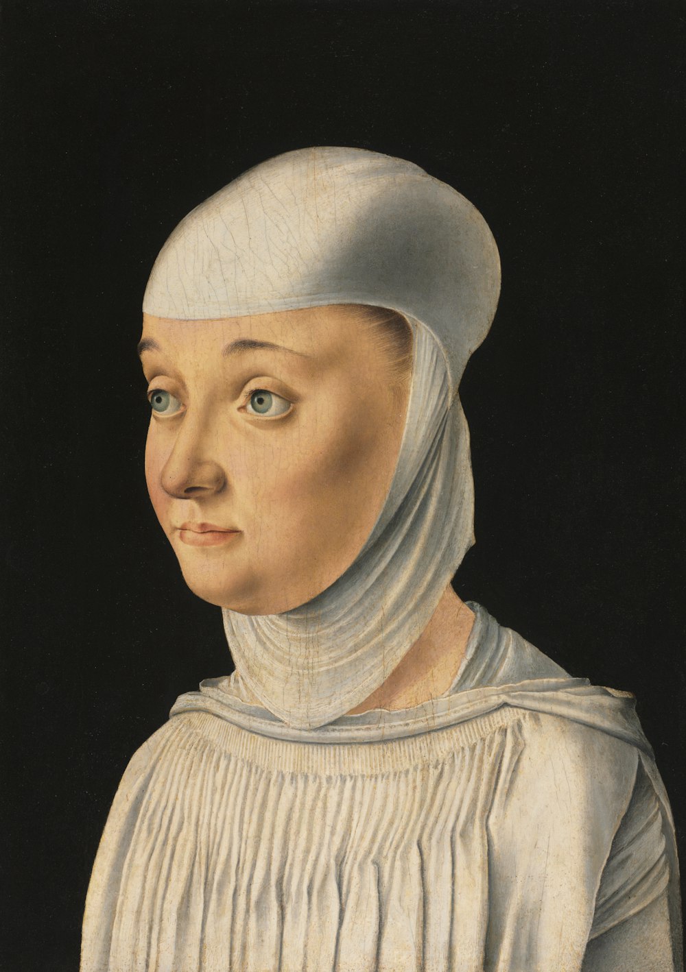 uma pintura de uma mulher em um vestido branco