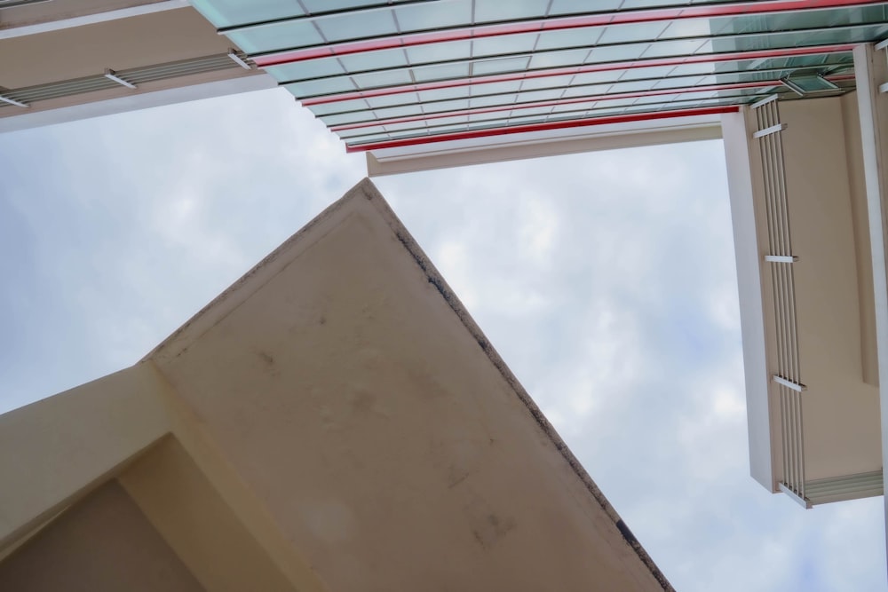 a view of a building with a sky background