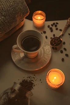 A cozy setup showcasing a brainstorming session with coffee.