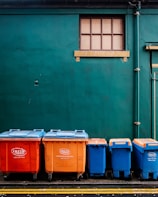 Clean and organized waste management facility with eco-friendly bins.