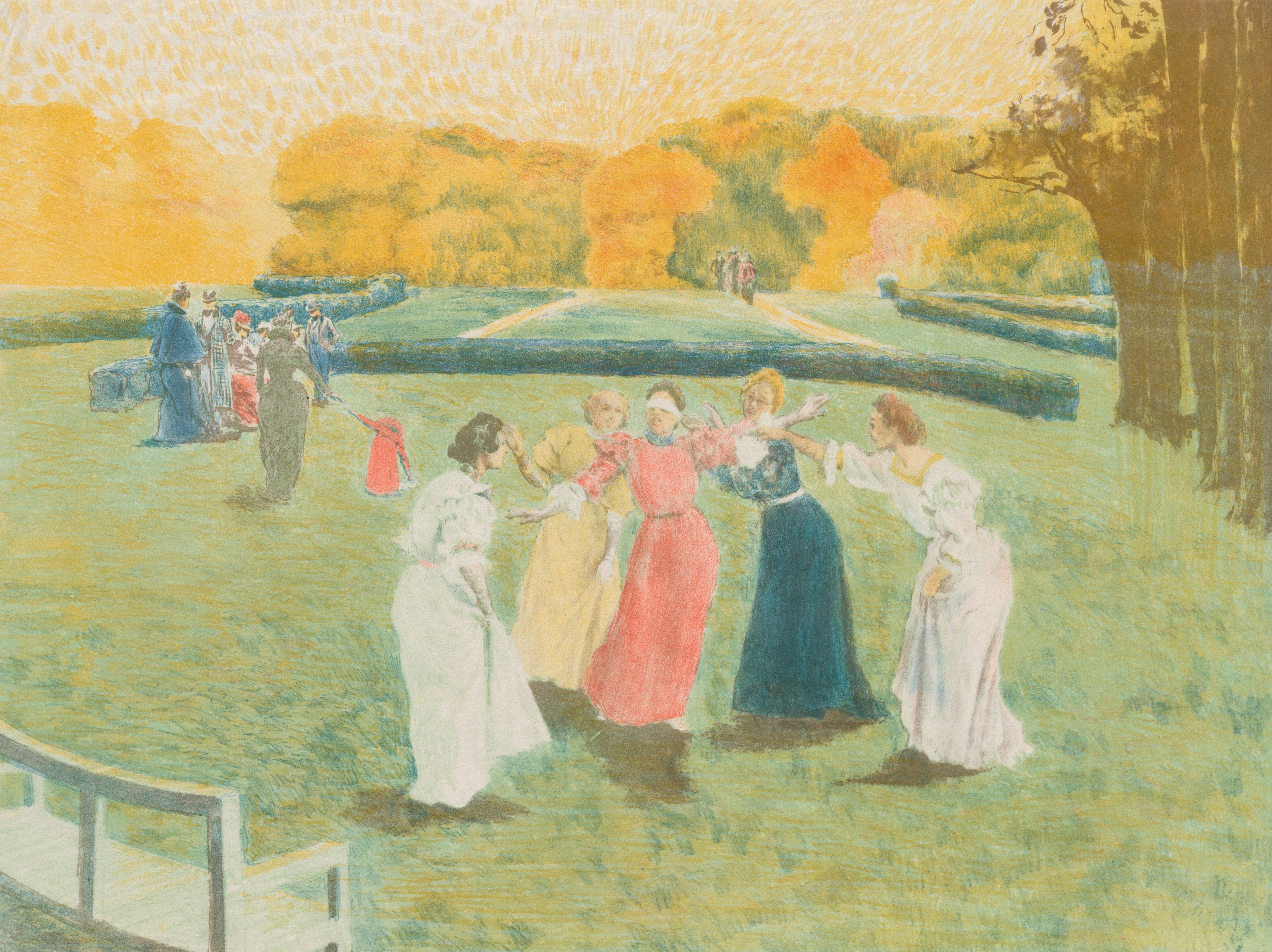 A painting of a group of people in a park photo – Free Art Image on ...