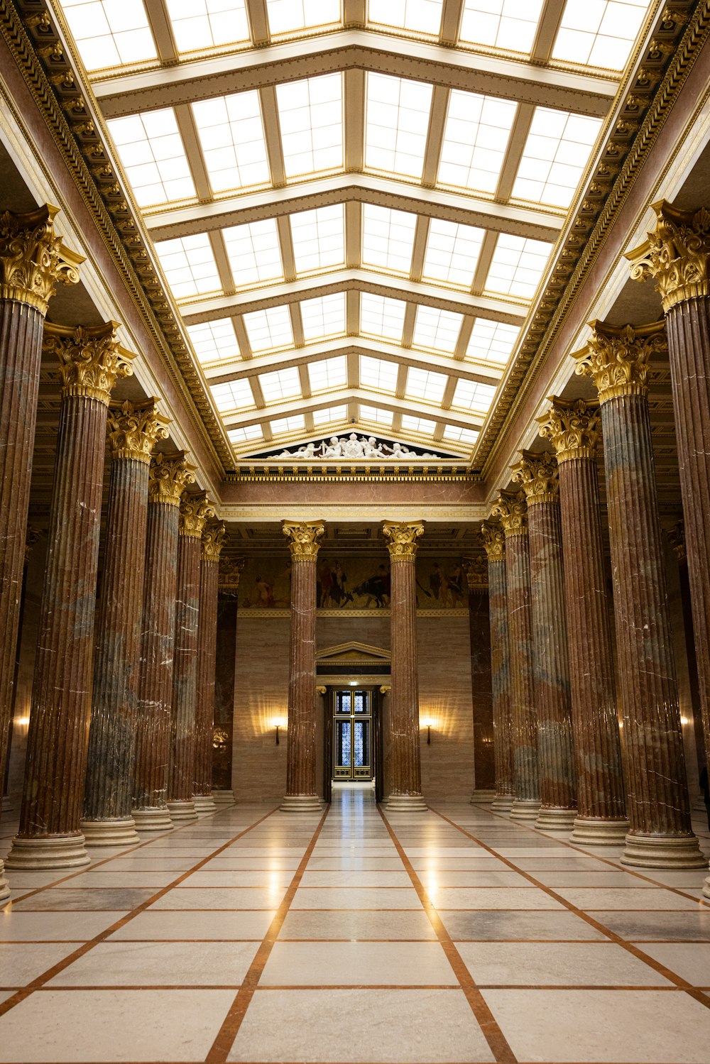 a large building with columns and a skylight