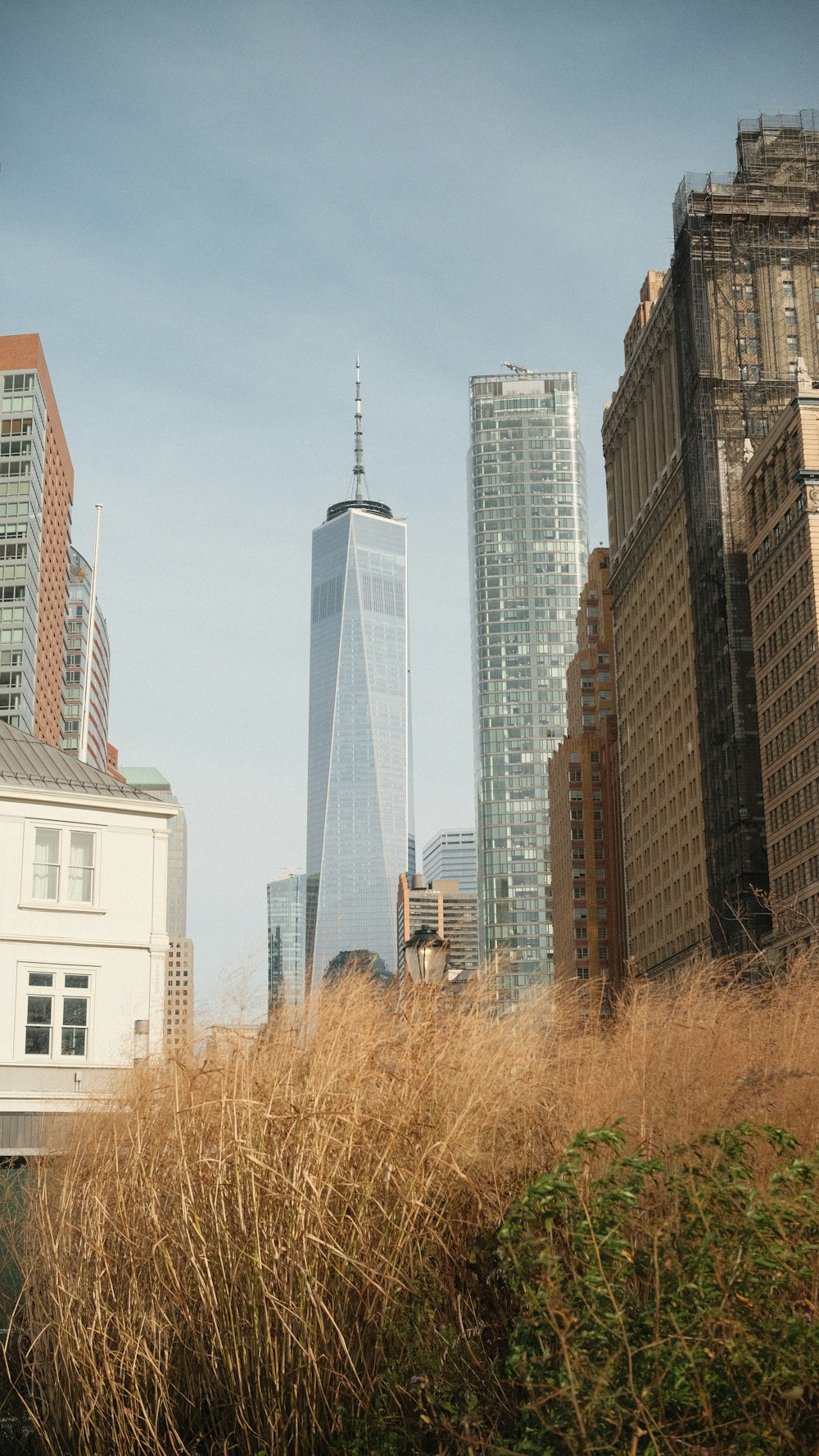 a view of a city with tall buildings in the background