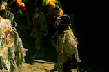 Close-up of colorful costumes worn by festival participants during a cultural dance.