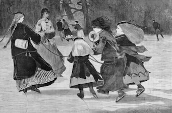 Group of diverse women and girls practicing skating together outdoors